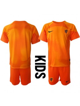 Niederlande Torwart Auswärts Trikotsatz für Kinder WM 2022 Kurzarm (+ Kurze Hosen)